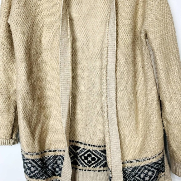 Gap Mixed Pattern Oatmeal Heather Wool Blend Open Front Cardigan Cream Size XS - Picture 2 of 6
